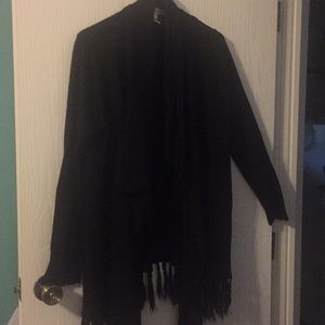 Black open front sweater